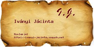Iványi Jácinta névjegykártya